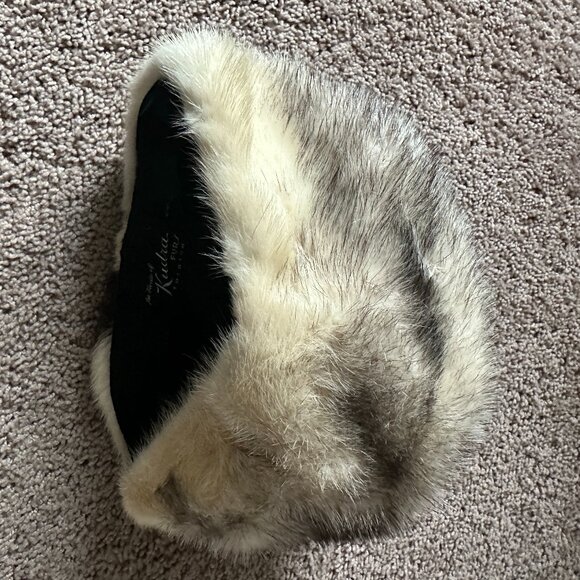 Kudra Furs Two Tone Black & White Mink Fur Hat - Absolutely Stunning! - Picture 7 of 8